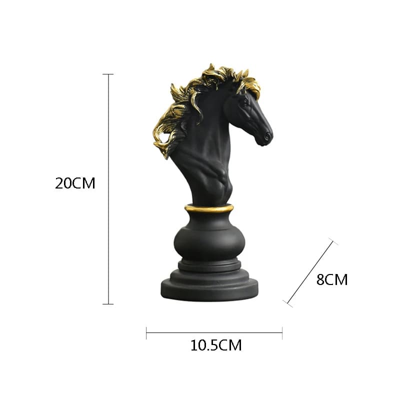 Decoração de Mesa em Resina com Estátua e Peças de Xadrez