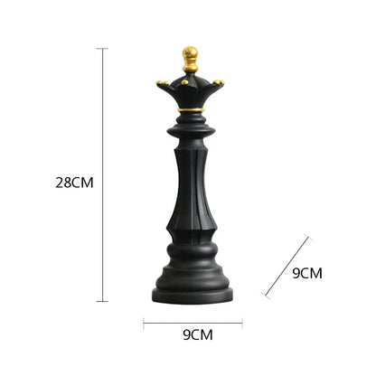 Decoração de Mesa em Resina com Estátua e Peças de Xadrez