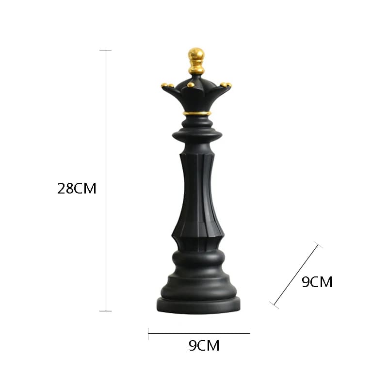 Decoração de Mesa em Resina com Estátua e Peças de Xadrez