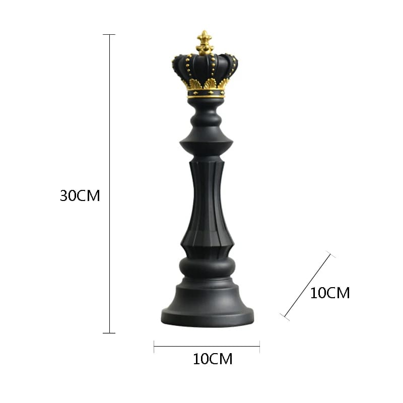 Decoração de Mesa em Resina com Estátua e Peças de Xadrez