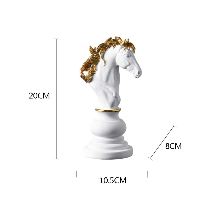 Decoração de Mesa em Resina com Estátua e Peças de Xadrez