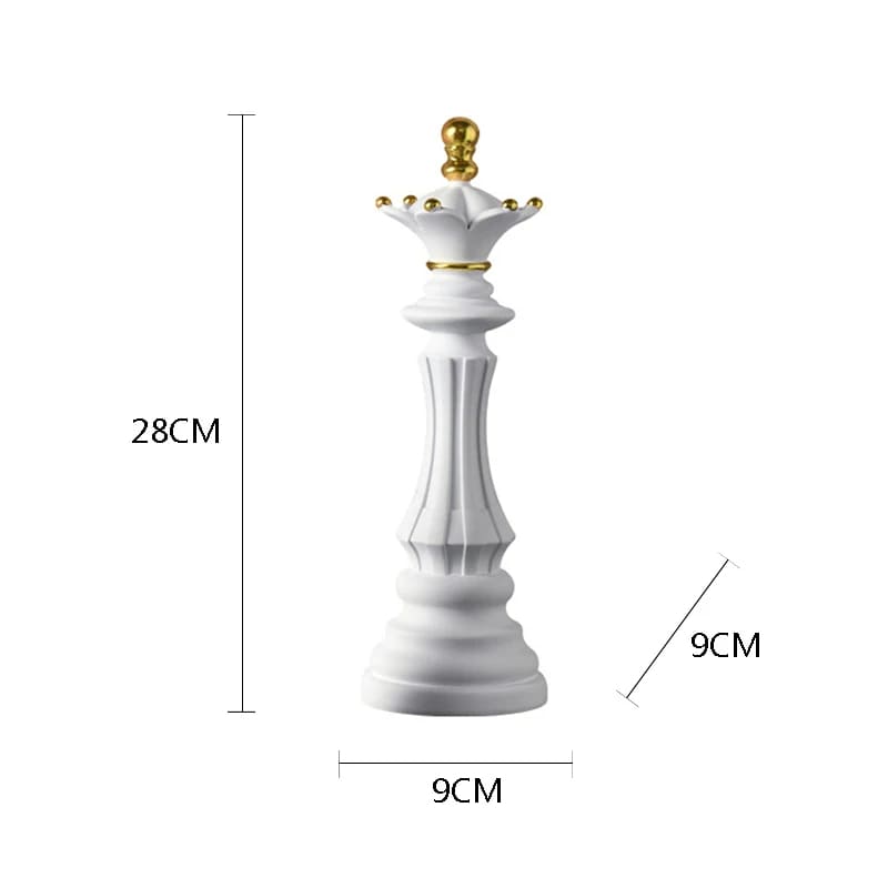 Decoração de Mesa em Resina com Estátua e Peças de Xadrez