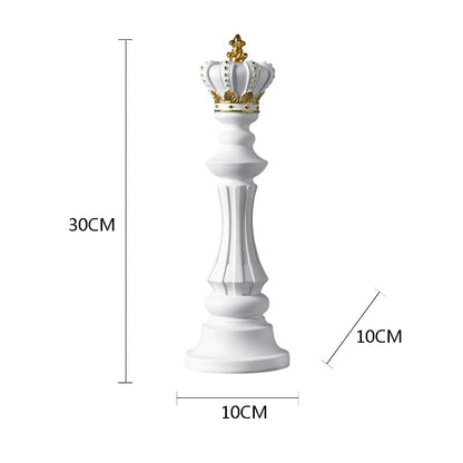 Decoração de Mesa em Resina com Estátua e Peças de Xadrez