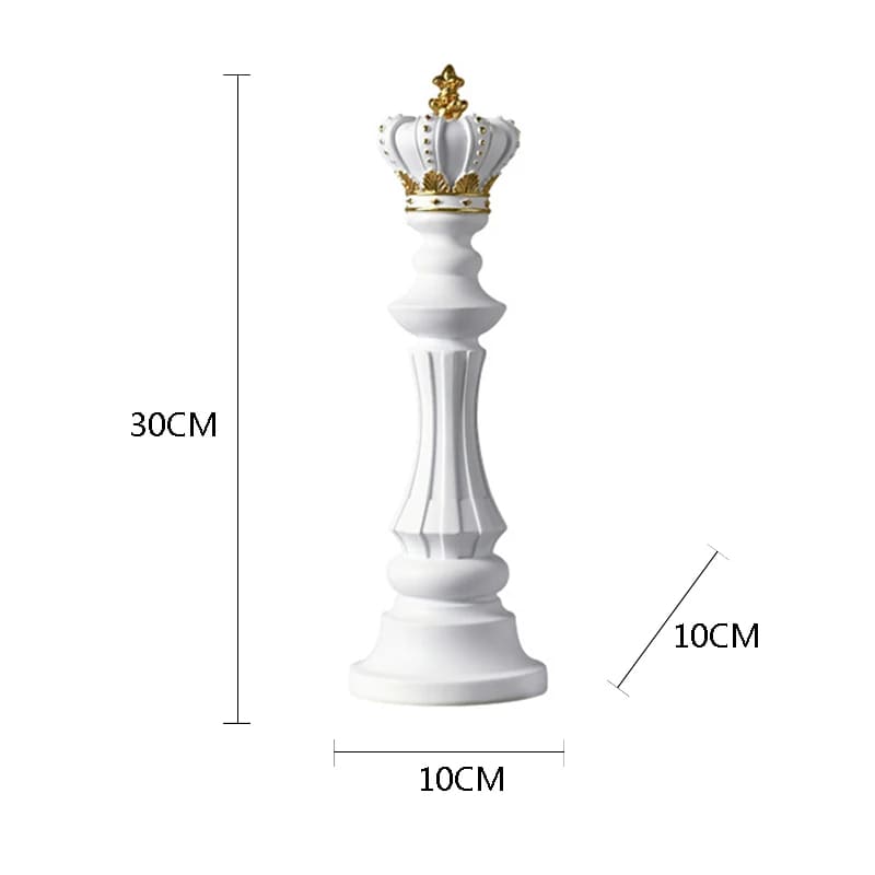 Decoração de Mesa em Resina com Estátua e Peças de Xadrez