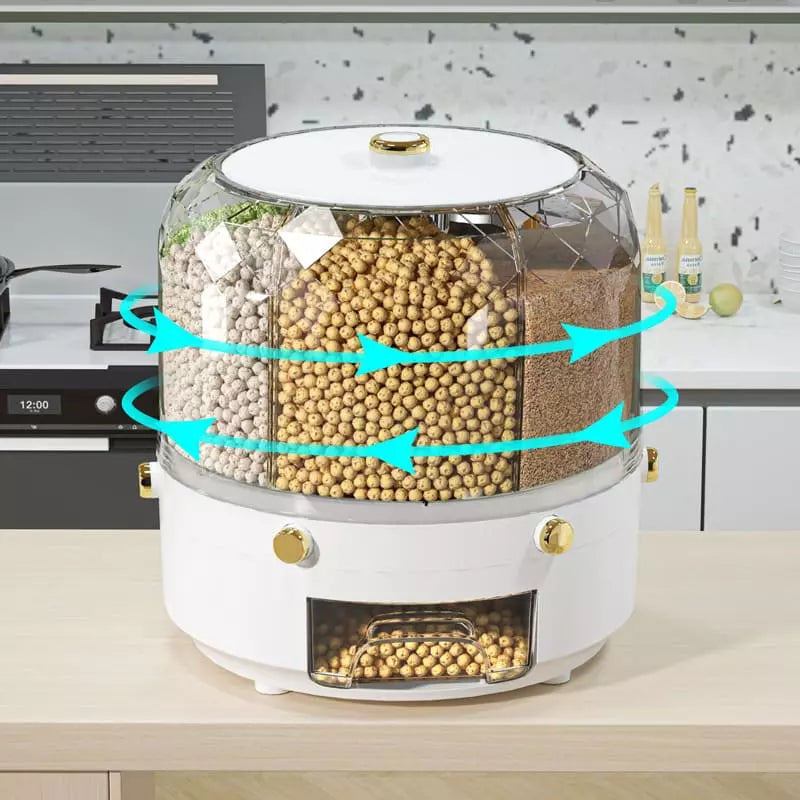 Dispensador de Alimentos e Cereais Giratório para Armazenamento Prático