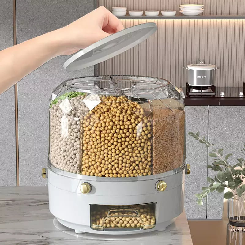 Dispensador de Alimentos e Cereais Giratório para Armazenamento Prático