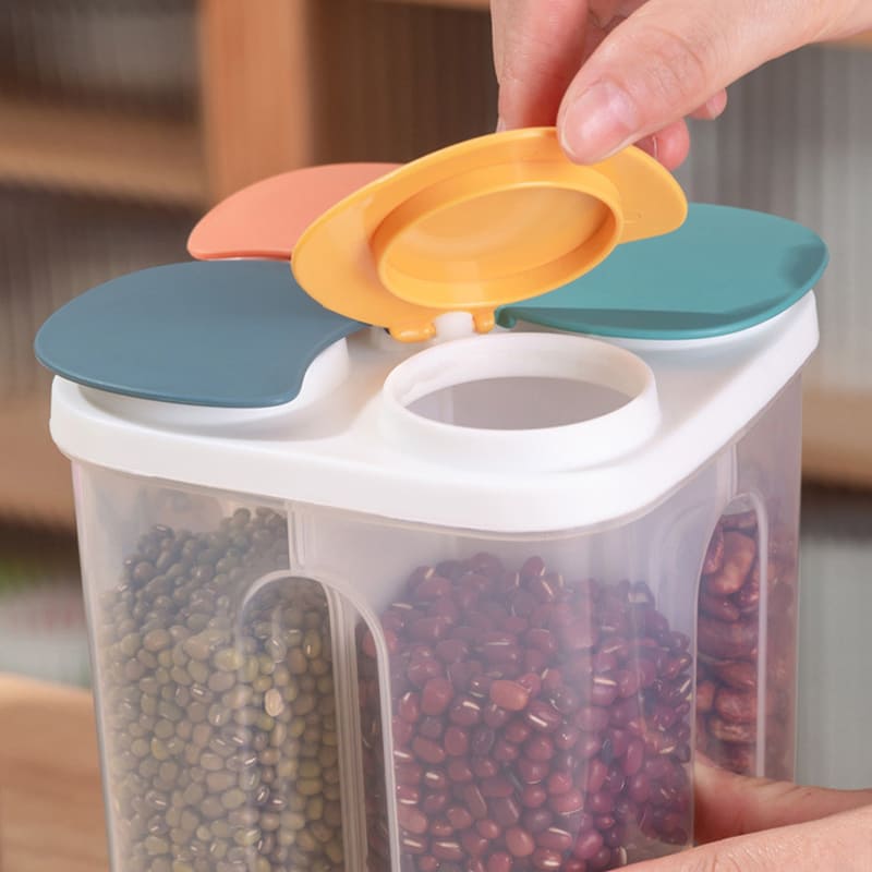 Dispensador de Alimentos e Cereais com Divisórias - Organizador Prático para Cozinha