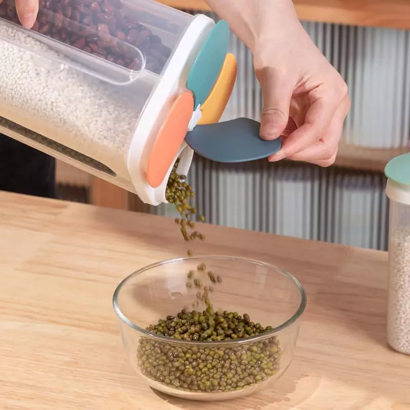 Dispensador de Alimentos e Cereais com Divisórias - Organizador Prático para Cozinha