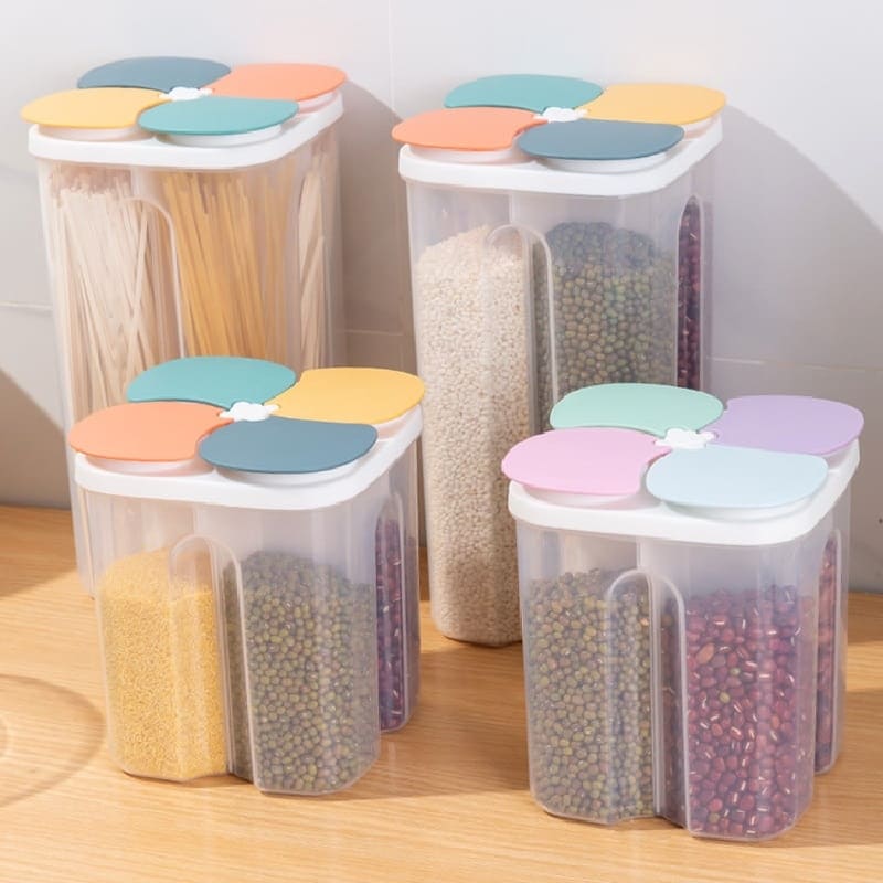 Dispensador de Alimentos e Cereais com Divisórias - Organizador Prático para Cozinha