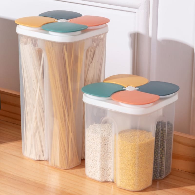 Dispensador de Alimentos e Cereais com Divisórias - Organizador Prático para Cozinha