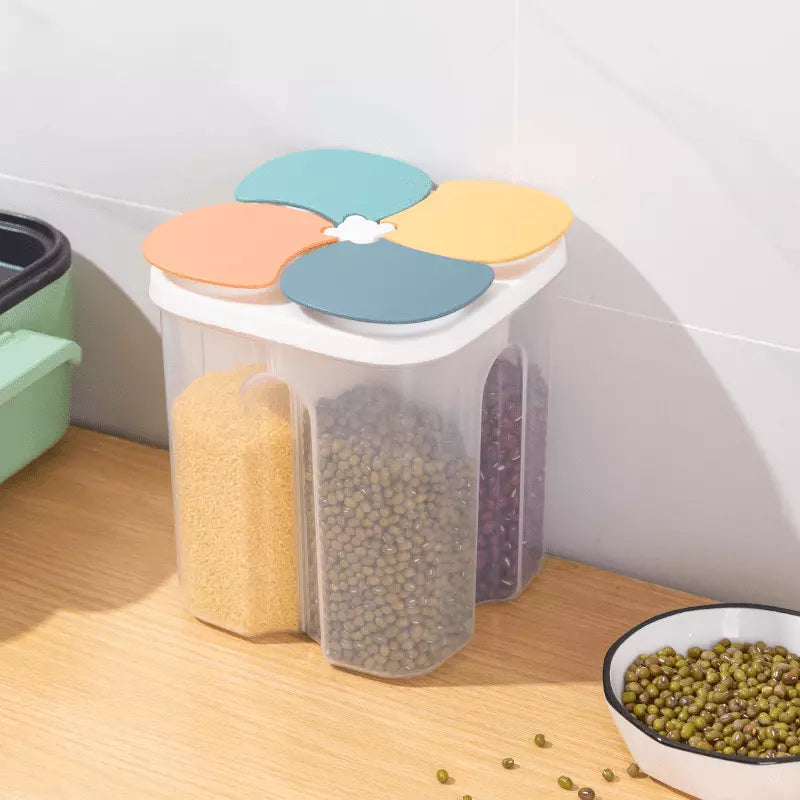 Dispensador de Alimentos e Cereais com Divisórias - Organizador Prático para Cozinha