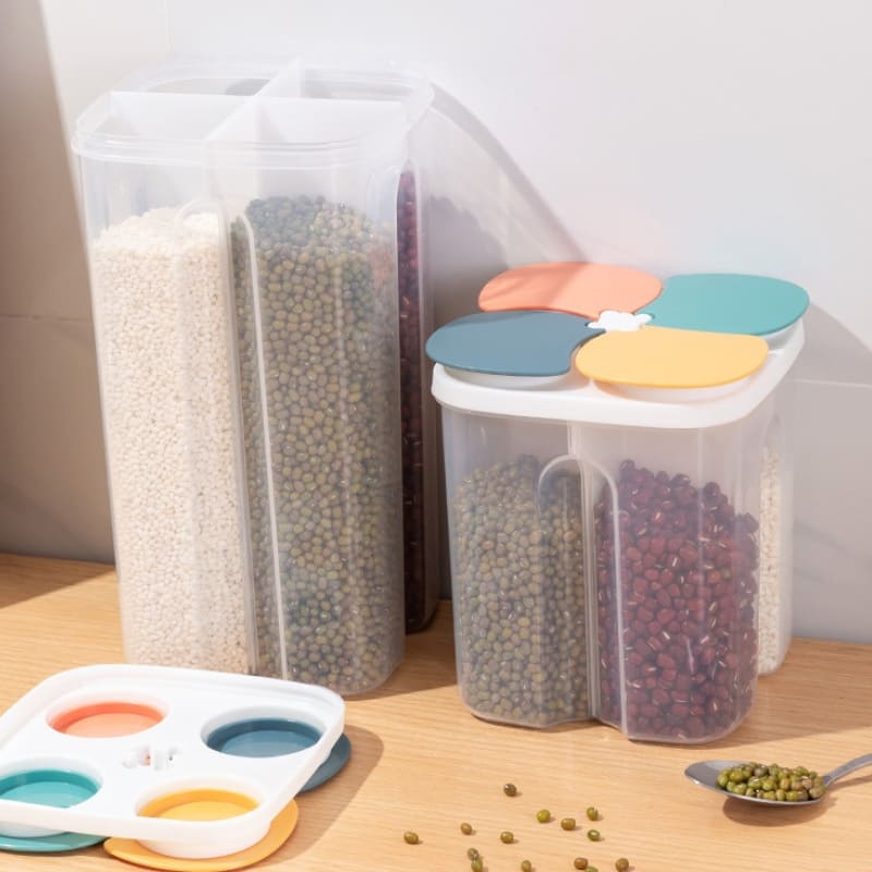 Dispensador de Alimentos e Cereais com Divisórias - Organizador Prático para Cozinha