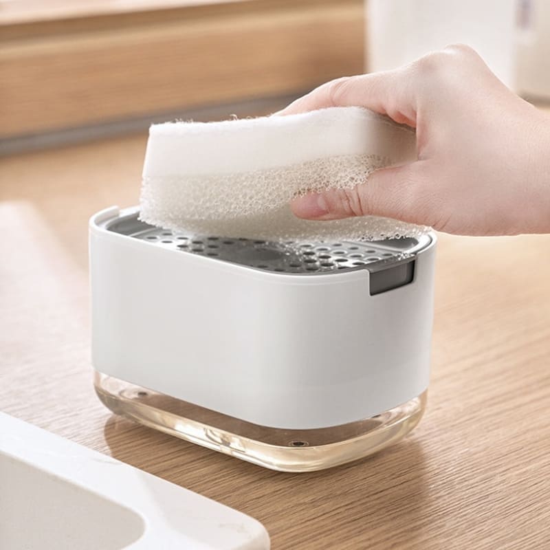 Dispenser de Detergente e Suporte para Esponja de Pia