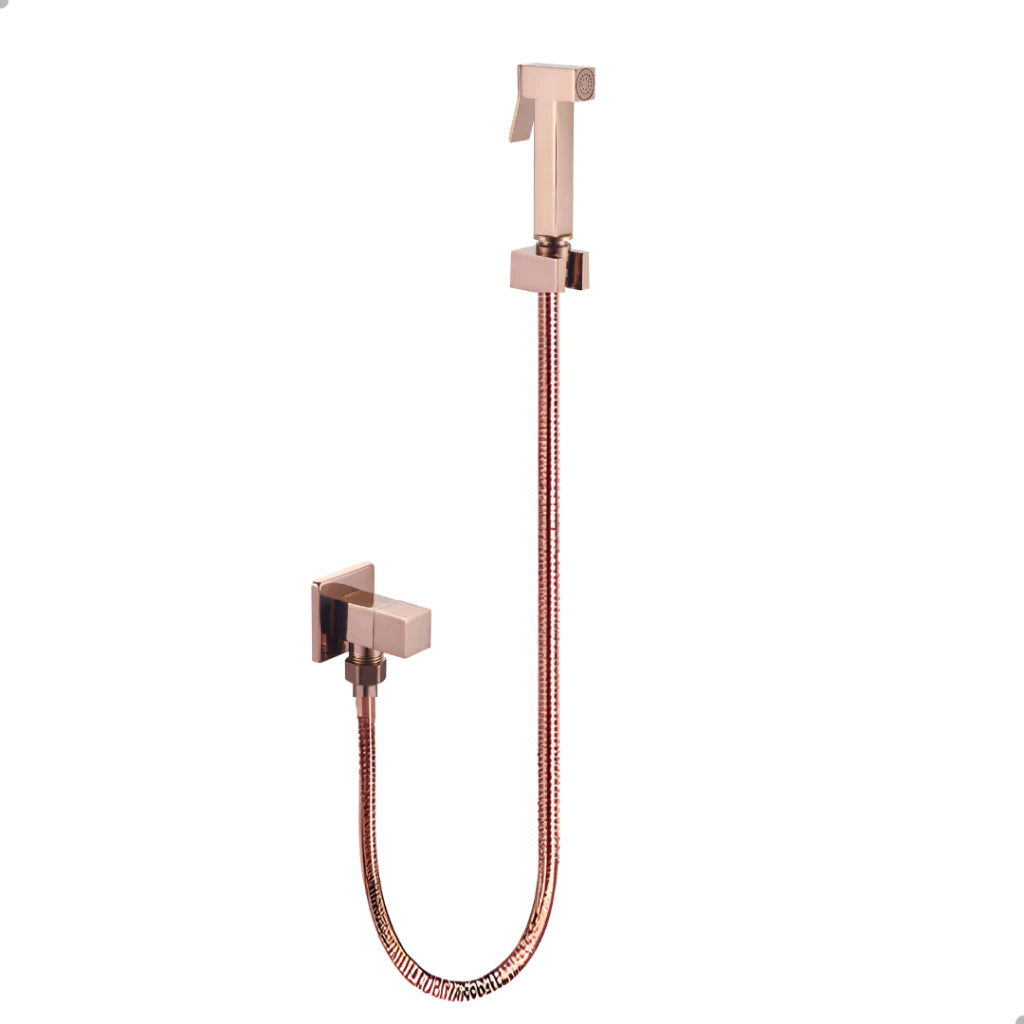 Ducha Higiênica de Banheiro Luxo Quadrada em Metal Rose Gold