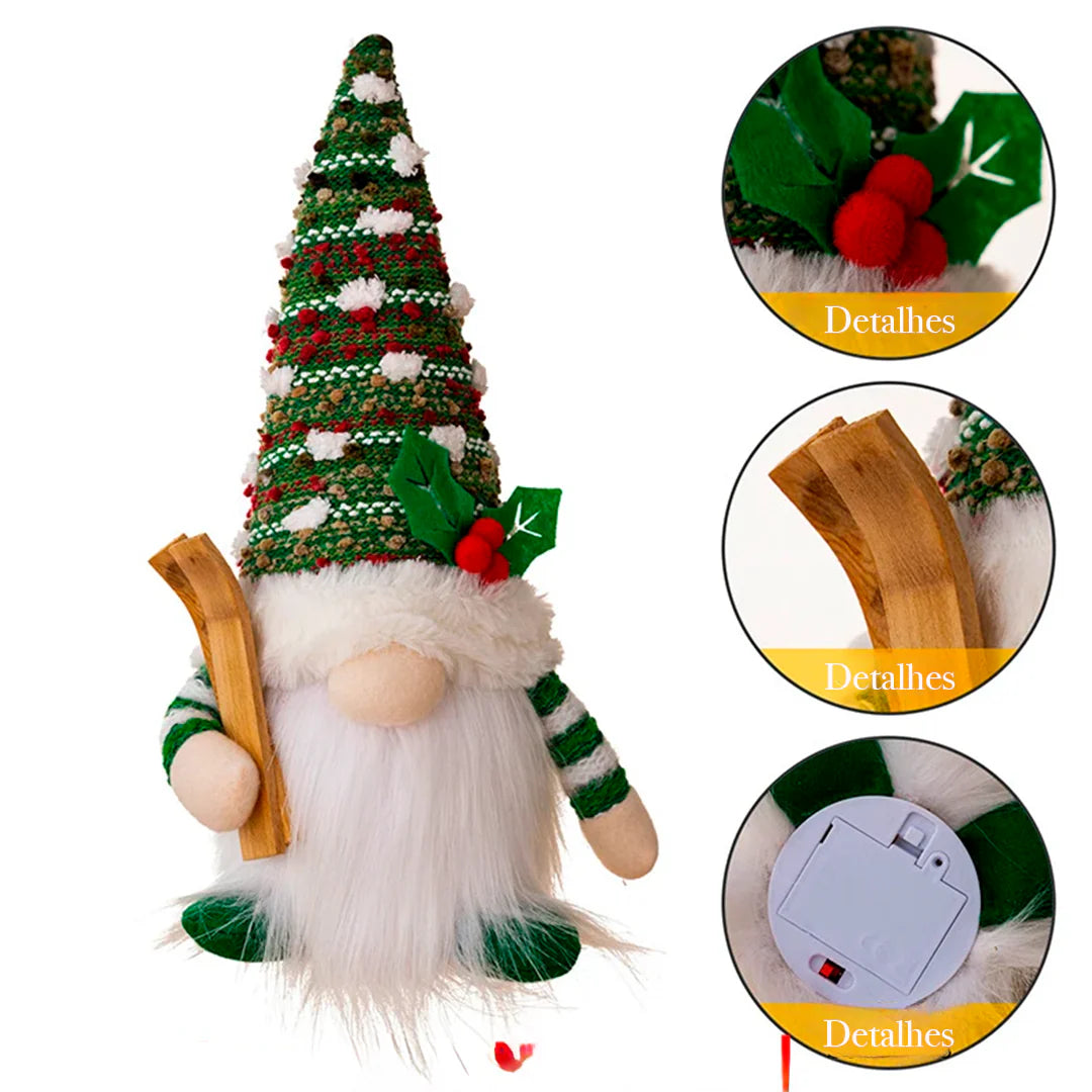 Enfeites Natalinos Luminosos com Elfos - Decoração de Natal