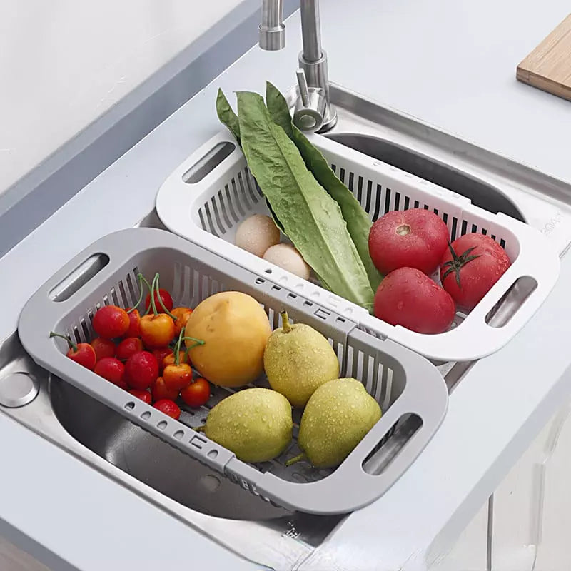 Escorredor de Alimentos Cesto de Drenagem Expandível para Cozinha