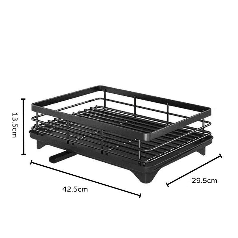 Escorredor de Louça Preto com Bandeja Coletora de Metal