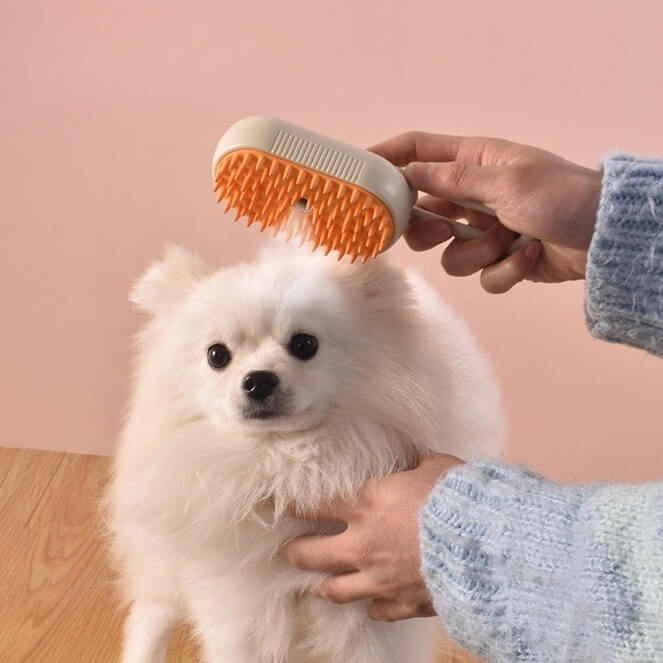 Escova a Vapor para Pets com Spray – Limpeza e Cuidados para Animais de Estimação
