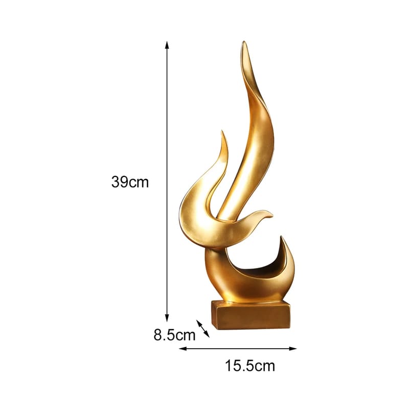 Escultura Abstrata em Resina para Decoração de Sala - Design em Chamas