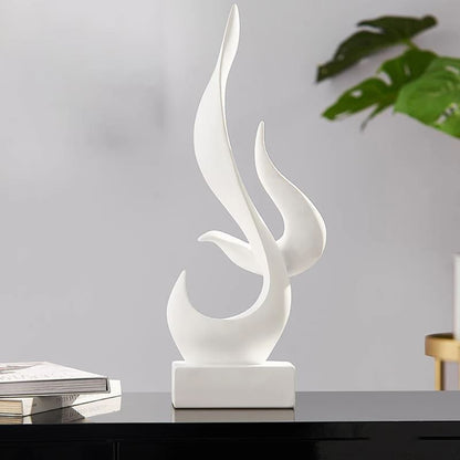 Escultura Abstrata em Resina para Decoração de Sala - Design em Chamas