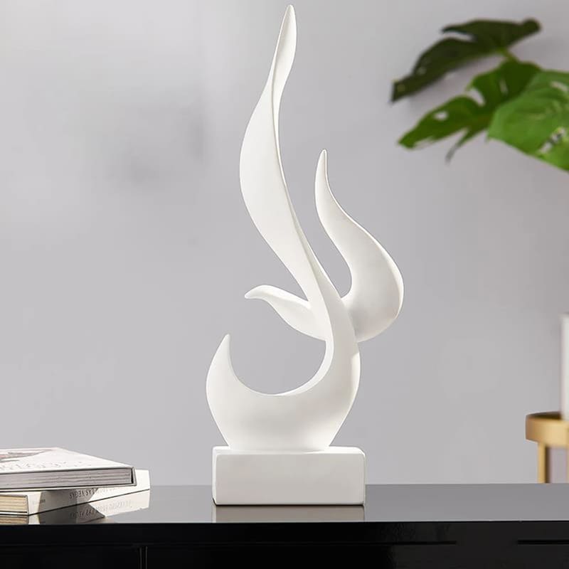 Escultura Abstrata em Resina para Decoração de Sala - Design em Chamas