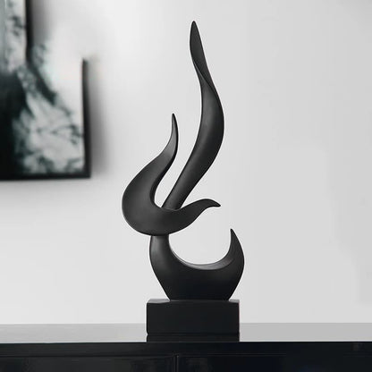 Escultura Abstrata em Resina para Decoração de Sala - Design em Chamas