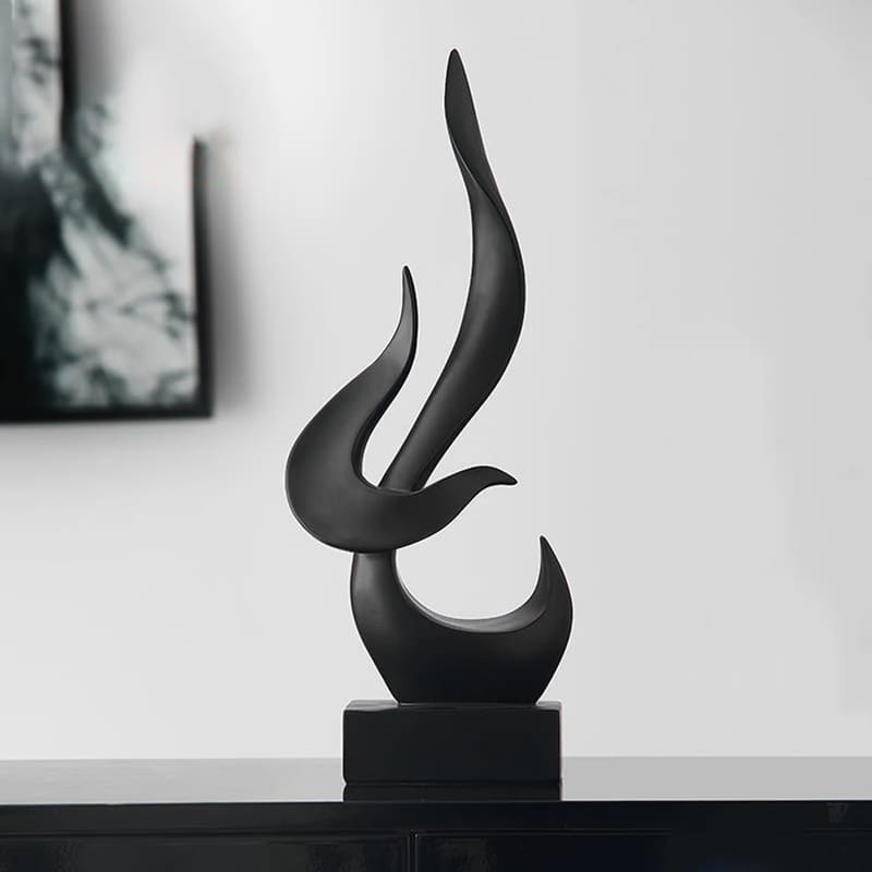 Escultura Abstrata em Resina para Decoração de Sala - Design em Chamas