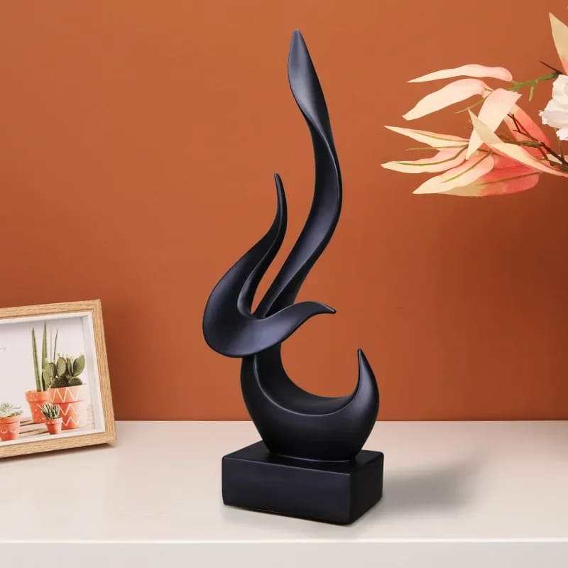 Escultura Abstrata em Resina para Decoração de Sala - Design em Chamas