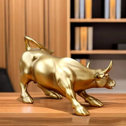 Escultura de Touro de Wall Street - Objeto Decorativo em Resina para Escritórios e Ambientes Modernos