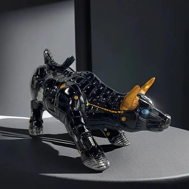 Escultura de Touro de Wall Street - Objeto Decorativo em Resina para Escritórios e Ambientes Modernos