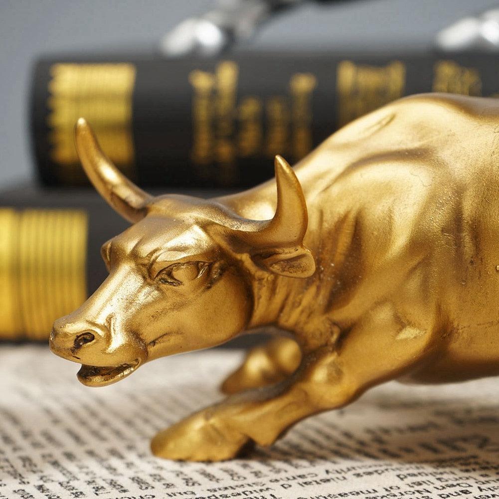 Escultura de Touro de Wall Street - Objeto Decorativo em Resina para Escritórios e Ambientes Modernos