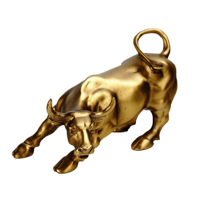 Escultura de Touro de Wall Street - Objeto Decorativo em Resina para Escritórios e Ambientes Modernos