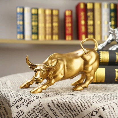 Escultura de Touro de Wall Street - Objeto Decorativo em Resina para Escritórios e Ambientes Modernos
