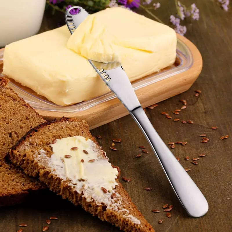 Espátula de Aço Inoxidável para Manteiga com Faca Serrilhada