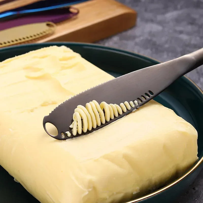 Espátula de Aço Inoxidável para Manteiga com Faca Serrilhada
