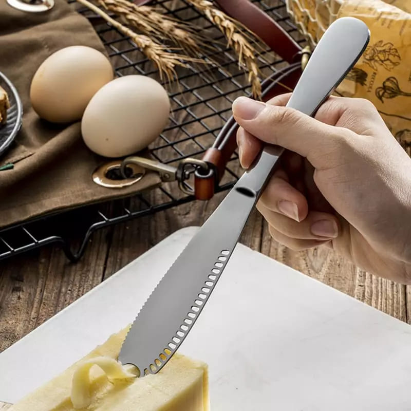 Espátula de Aço Inoxidável para Manteiga com Faca Serrilhada