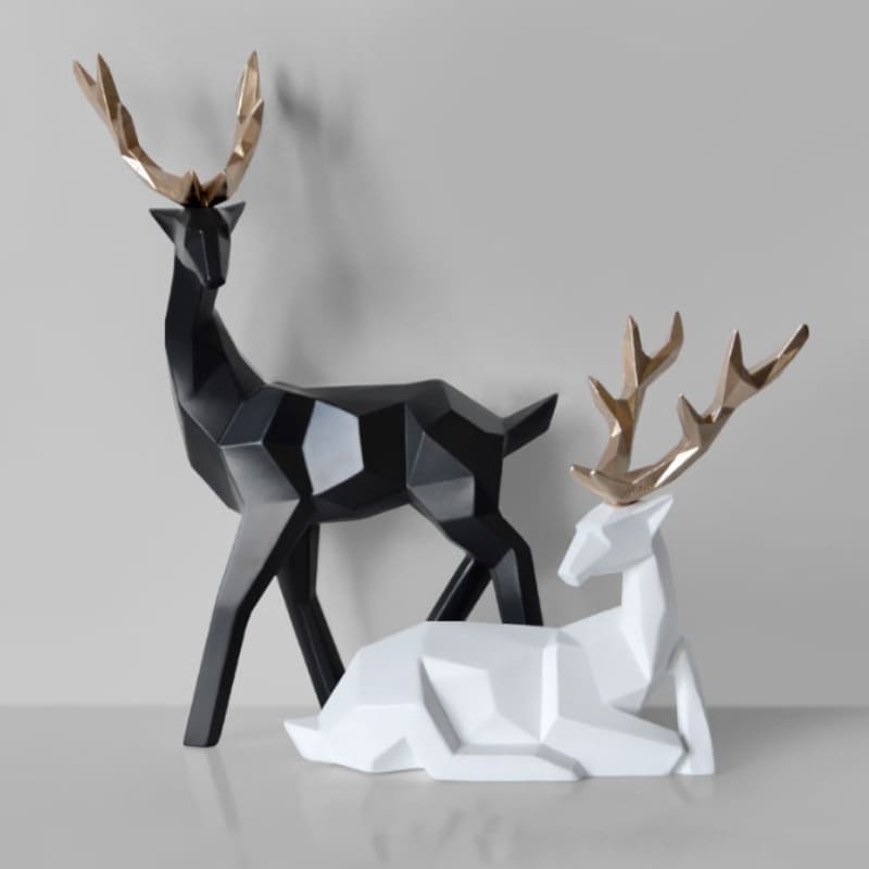 Estátua de Cervo em Resina para Decoração de Mesa - 2 Peças