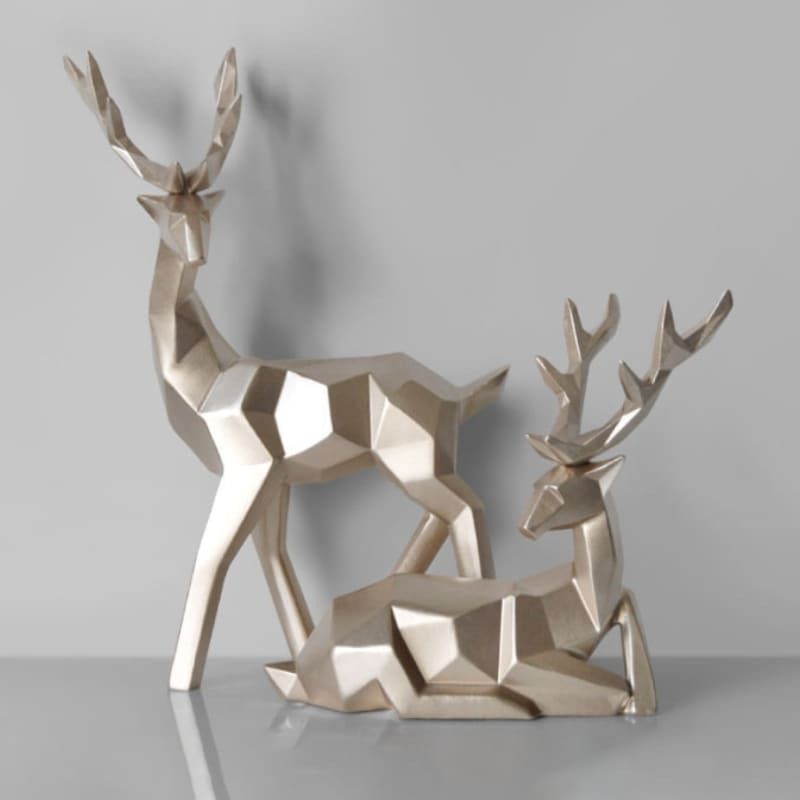 Estátua de Cervo em Resina para Decoração de Mesa - 2 Peças