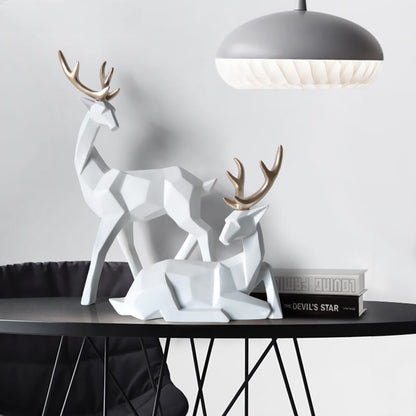 Estátua de Cervo em Resina para Decoração de Mesa - 2 Peças