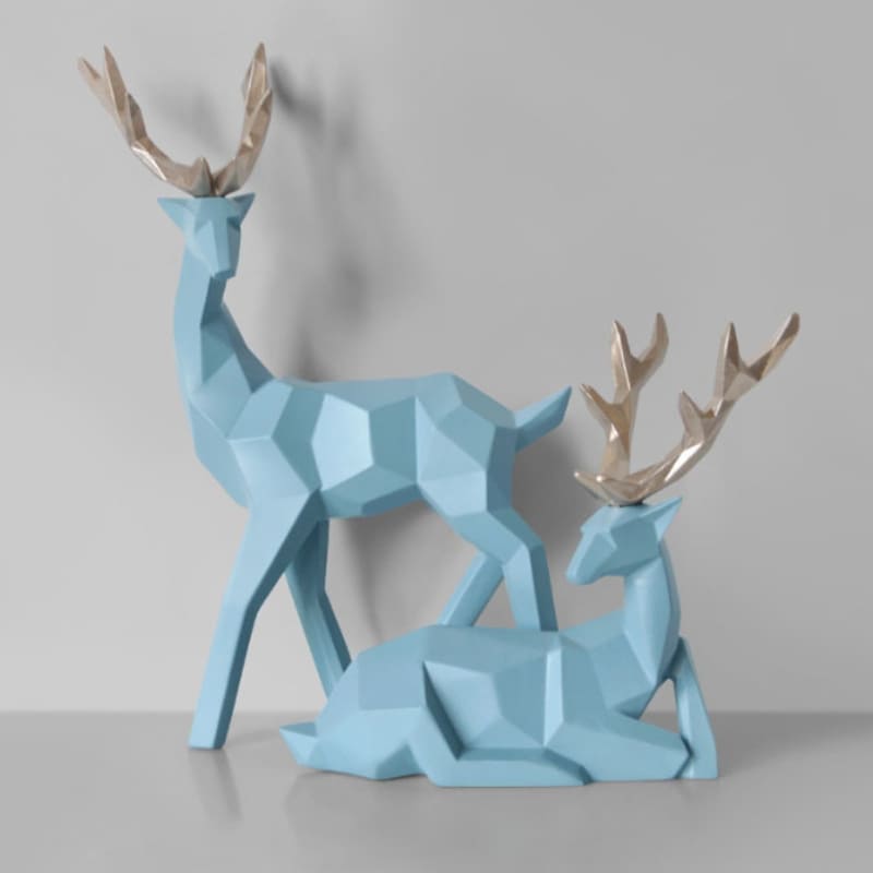 Estátua de Cervo em Resina para Decoração de Mesa - 2 Peças