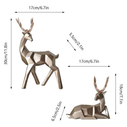 Estátua de Cervo em Resina para Decoração de Mesa - 2 Peças
