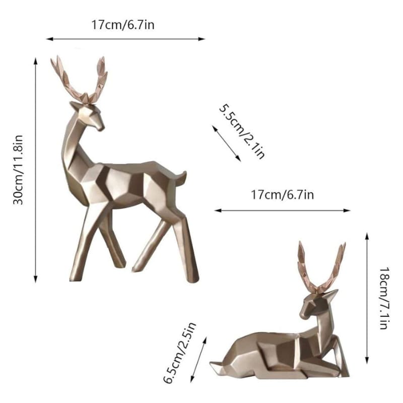 Estátua de Cervo em Resina para Decoração de Mesa - 2 Peças