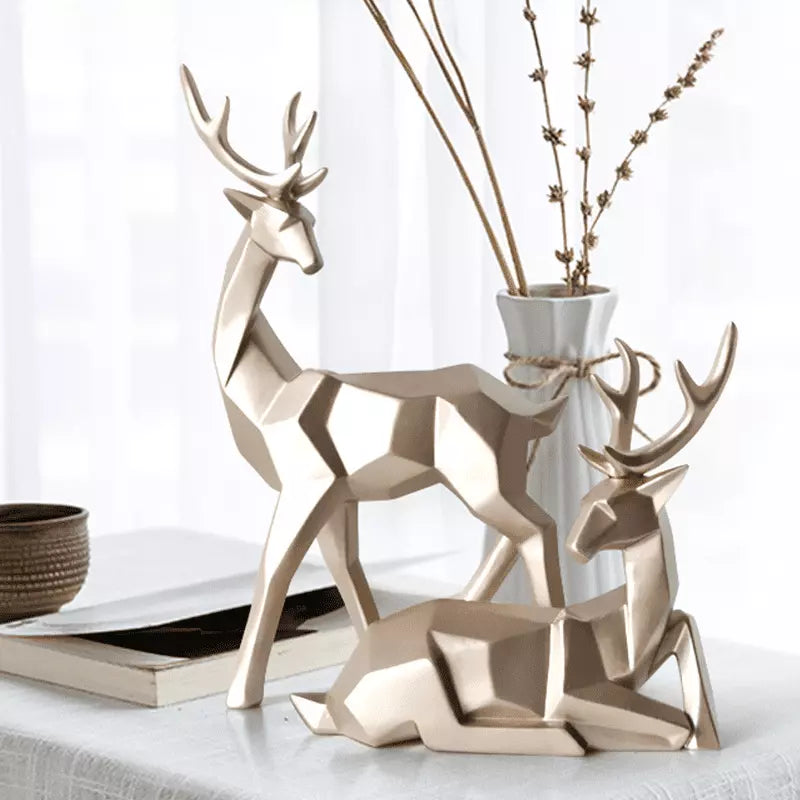 Estátua de Cervo em Resina para Decoração de Mesa - 2 Peças