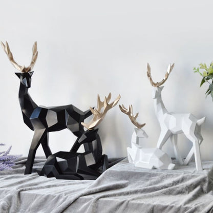 Estátua de Cervo em Resina para Decoração de Mesa - 2 Peças