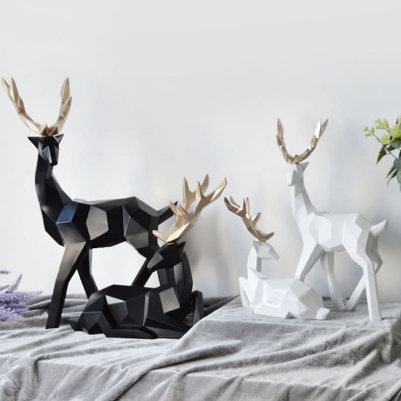 Estátua de Cervo em Resina para Decoração de Mesa - 2 Peças