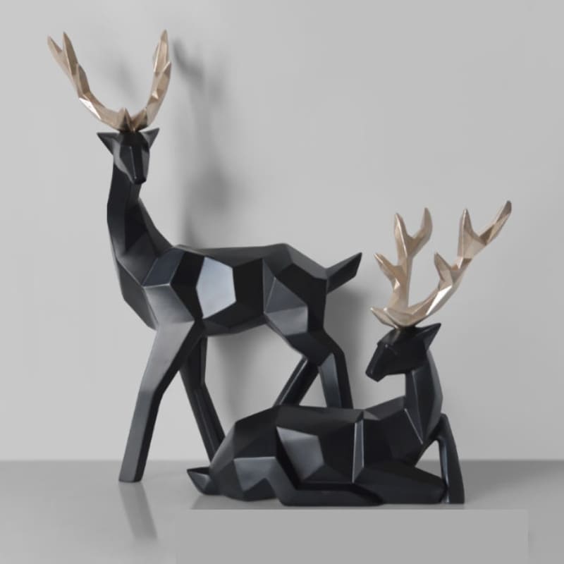 Estátua de Cervo em Resina para Decoração de Mesa - 2 Peças