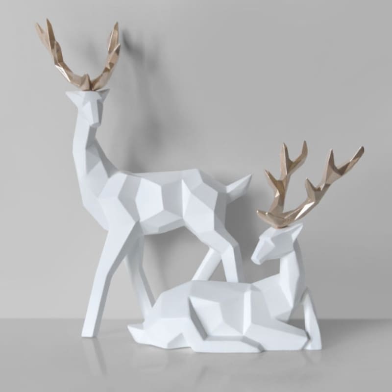 Estátua de Cervo em Resina para Decoração de Mesa - 2 Peças