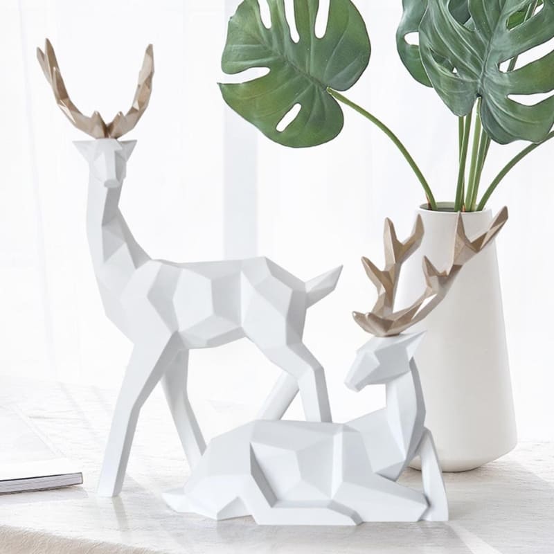 Estátua de Cervo em Resina para Decoração de Mesa - 2 Peças