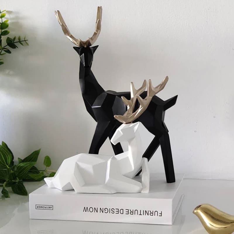 Estátua de Cervo em Resina para Decoração de Mesa - 2 Peças