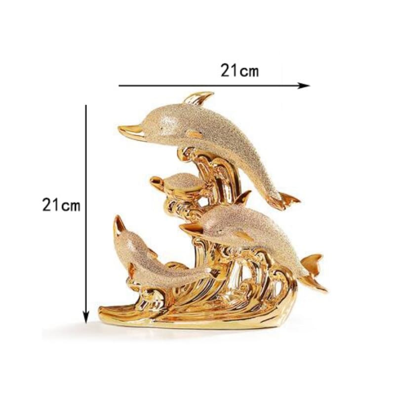 Estátua de Golfinhos em Cerâmica para Decoração de Mesa de Luxo